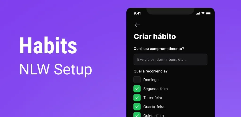 Interface de criação de um hábito no aplicativo Habits